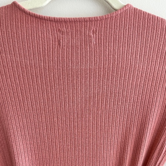 Urban Outfitters Ribbed Wrap Long Sleeve Dress, Dusty Rose, Size Medium - Picture 15 of 16